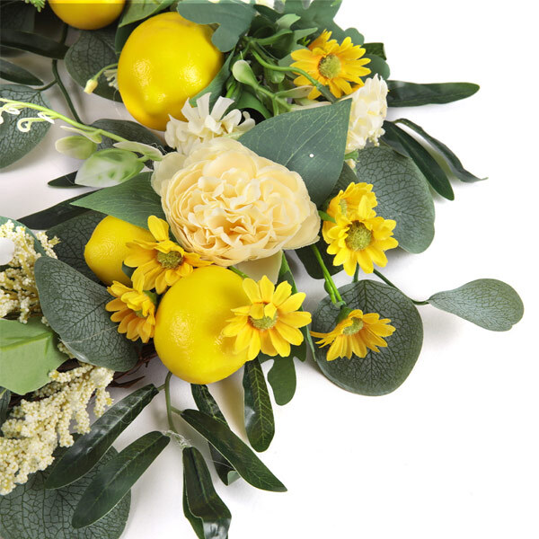 Livingandhome Summer Faux Lemon Peony Wreath