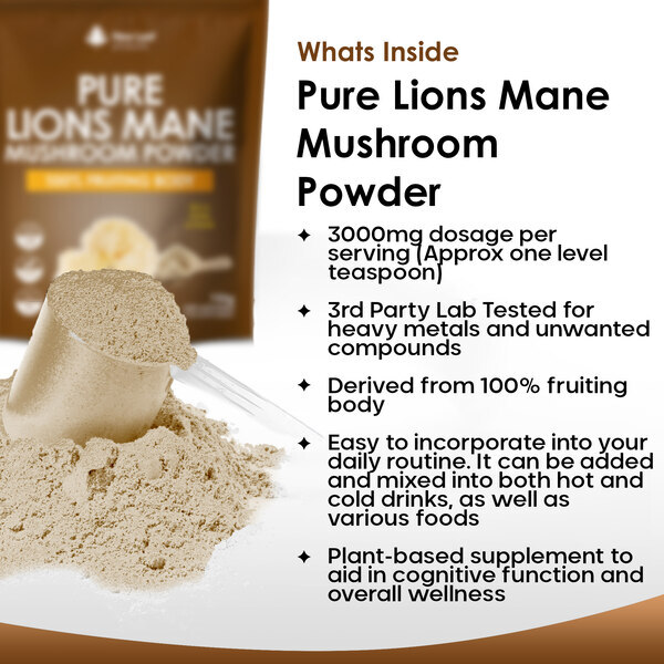 New Leaf Lions Mane Mushroom Powder - 100% Fruiting Body