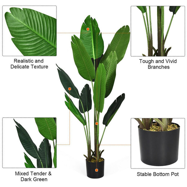 Livingandhome Artificial Banana Leaf Tree in Pot 160cm