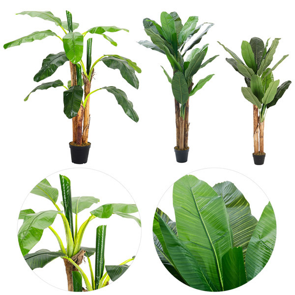 Livingandhome Banana Artificial Tree in Planter 3 Trunk