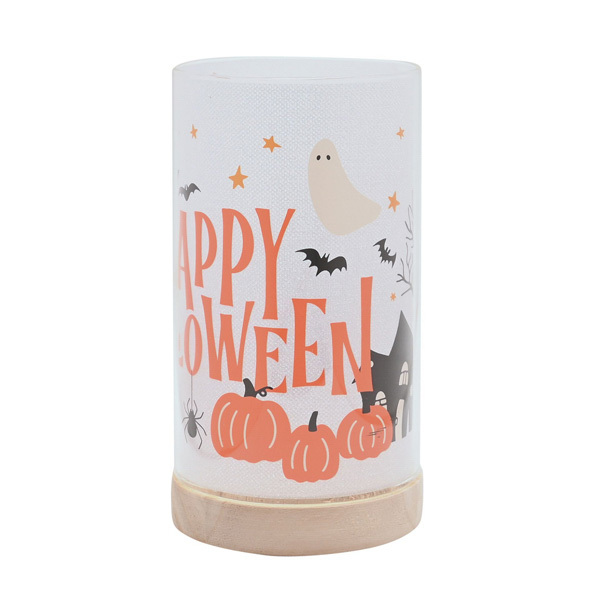 Hocus Pocus Light Up Tube With Wooden Base - Happy Halloween