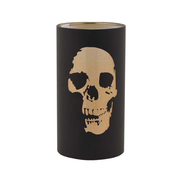 Hocus Pocus Black and Gold LED Skull Silhouette Lantern