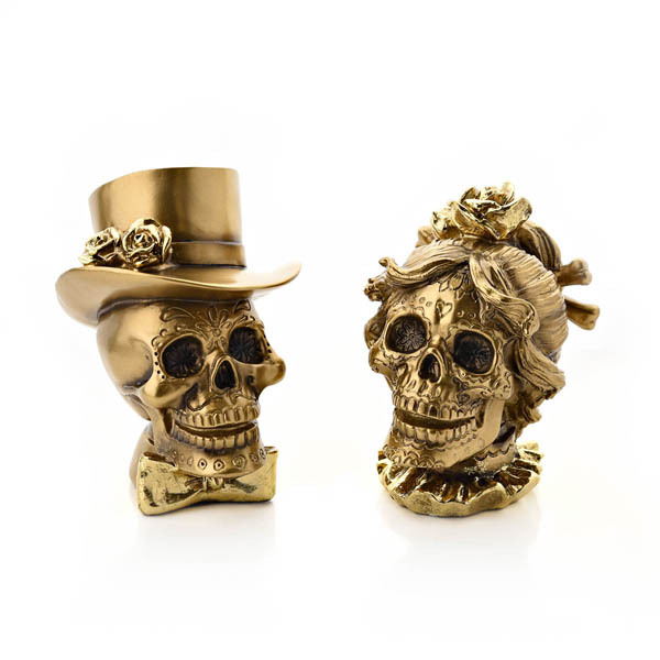 Hocus Pocus Gold Skull Resin Figurine