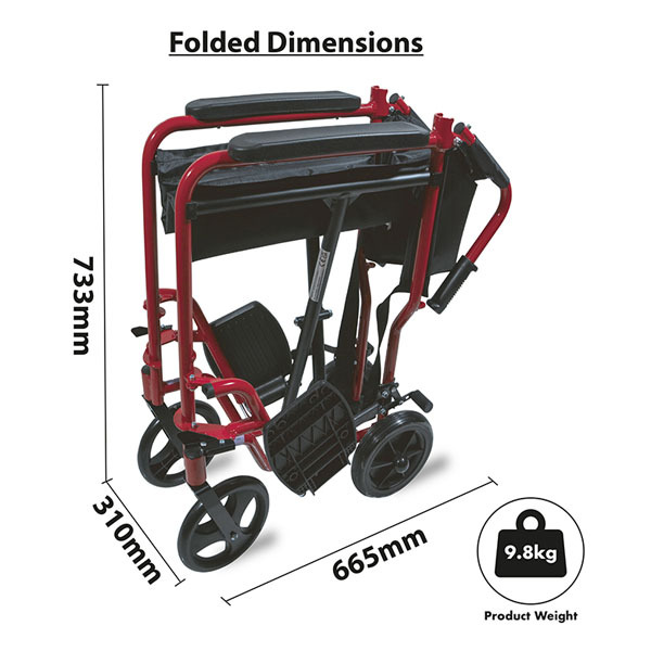 Aidapt Aluminium Transport Wheelchair Red