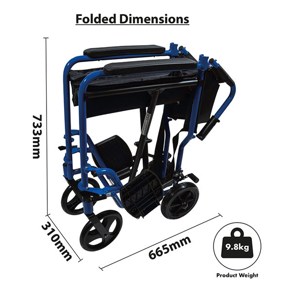 Aidapt Aluminium Transport Wheelchair Blue