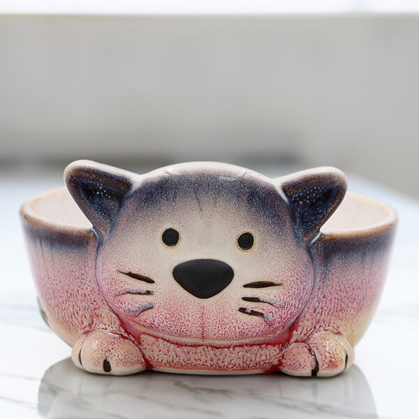 Faithful Friends Pink Cat Bowl