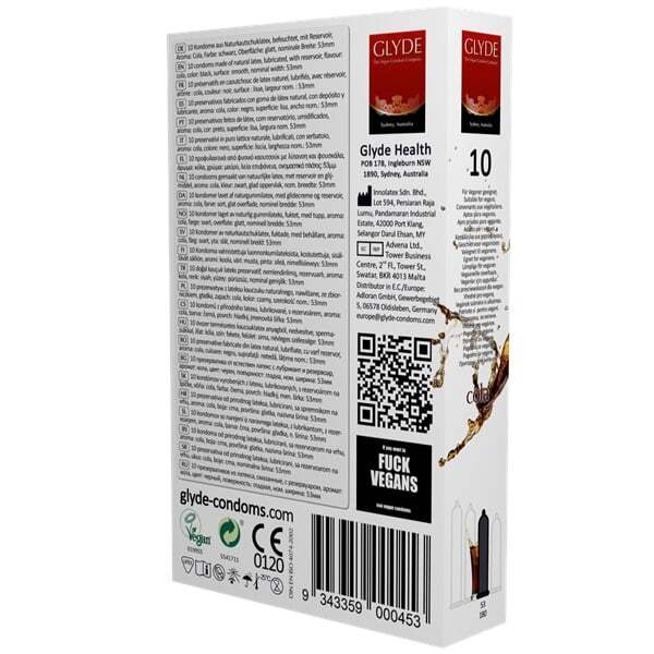 Glyde Ultra Cola Flavour Vegan Condoms 10 Pack