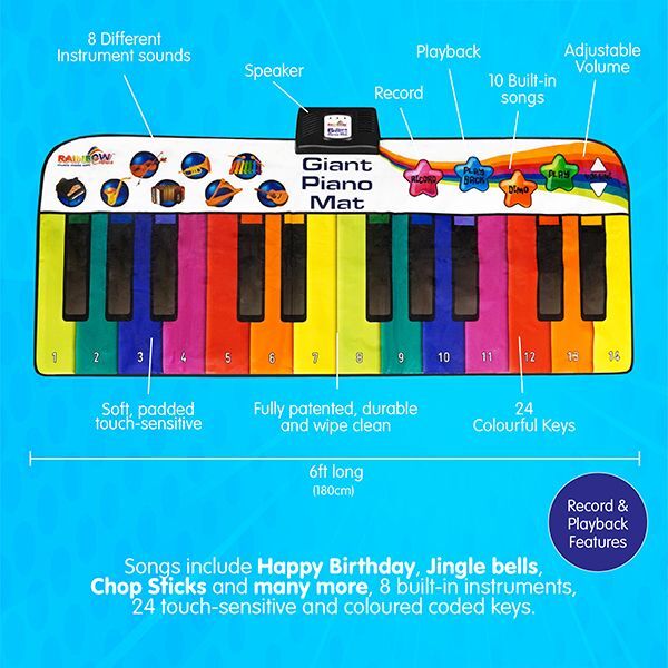 Rainbow Colours - Rainbow Colours Giant 6F Piano Mat