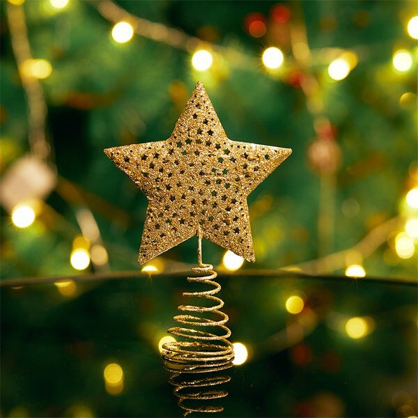 Livingandhome Christmas Tree Star Topper Glitter Ornaments