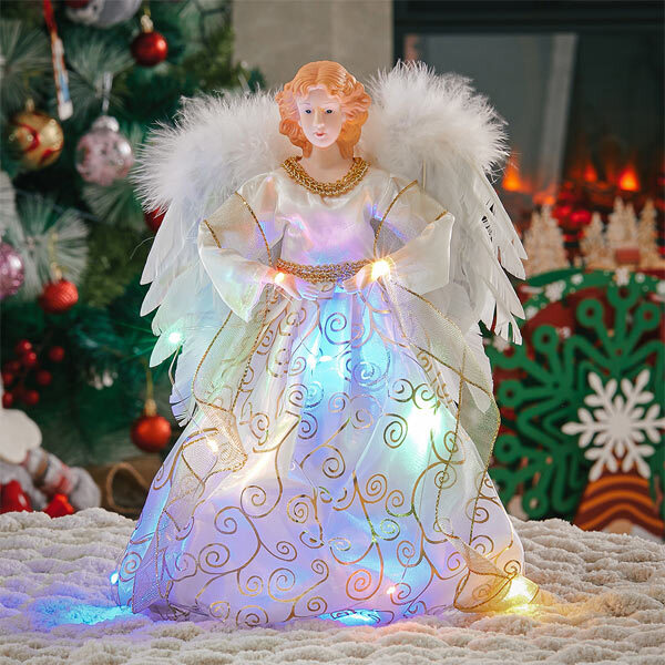 Livingandhome Angel Christmas Tree Topper Yellow