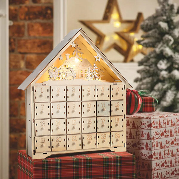 Livingandhome Christmas Advent Calendar With LED Lights