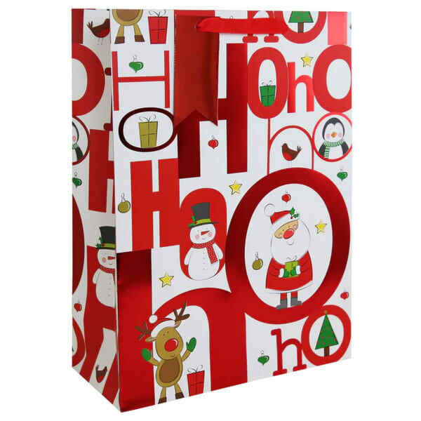 Eurowrap Ho Ho Ho Christmas Bottle Bag (Pack of 12)