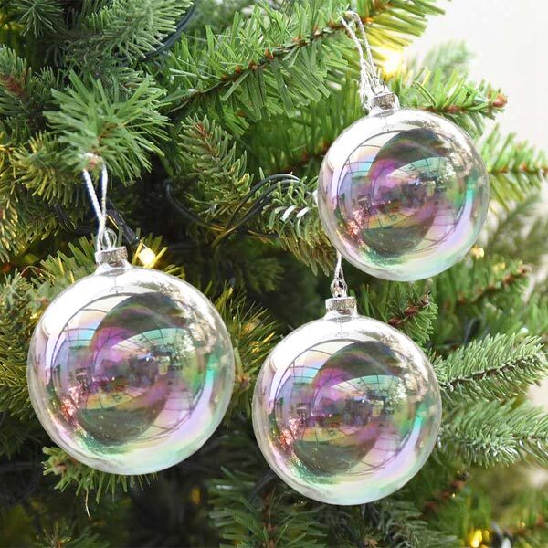 Livingandhome 5 Pcs Rainbow Glass Ornament Balls Xmas Decor