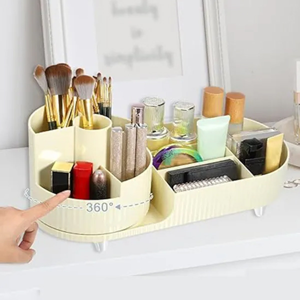 Livingandhome Makeup Organizer with Rotating Brushes Holder