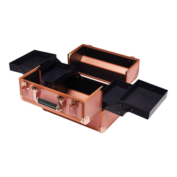 Livingandhome Professional Aluminum Makeup Box Rose Gold