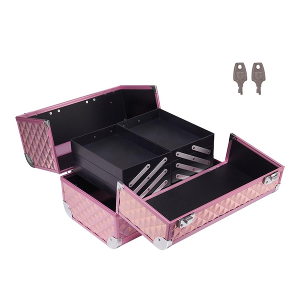 Livingandhome professional Aluminum Makeup Box with 6 Trays