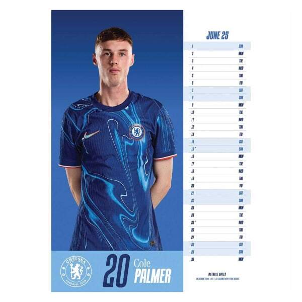 Chelsea FC 2025 A3 Wall Calendar