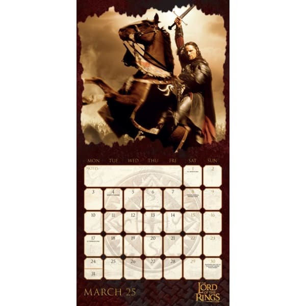 The Lord Of The Rings 2025 Square Wall Calendar