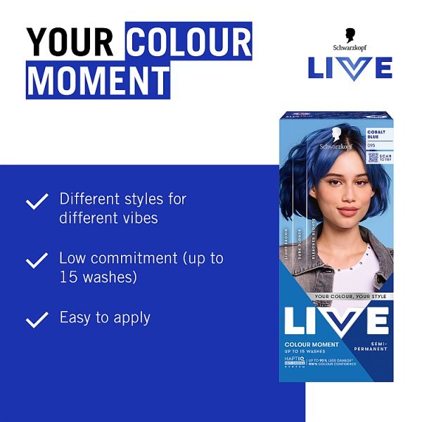 Schwarzkopf LIVE 095 Cobalt Blue Semi-Permanent Hair Dye