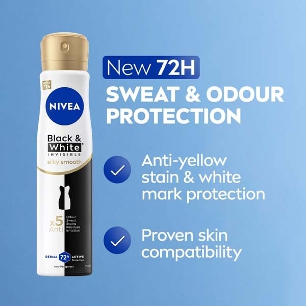 NIVEA Deodorant Black & White Silky Smooth Spray 250ml