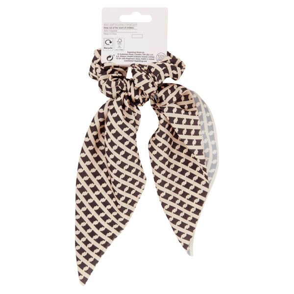 Studio Short Scarf Scrunchie In Brown Print