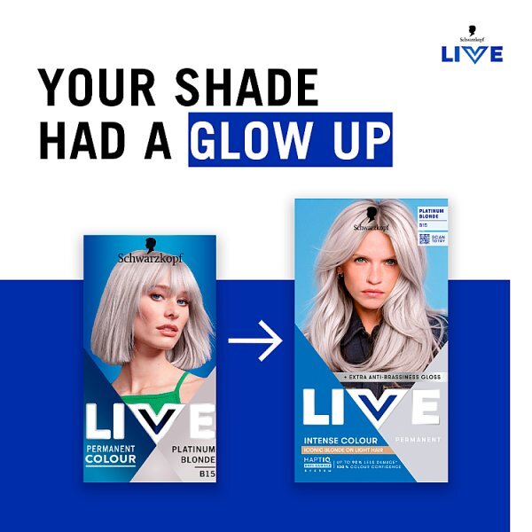 Schwarzkopf LIVE B15 Platinum Blonde Permanent Hair Dye