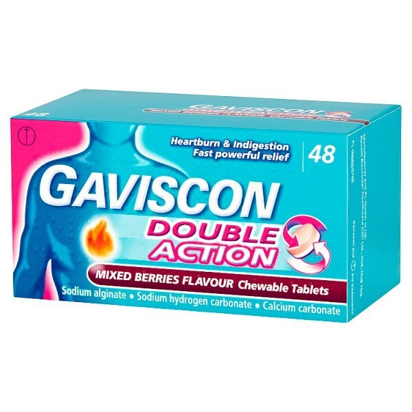 Gaviscon Heartburn Double Action Mixed Berry Tablets X48