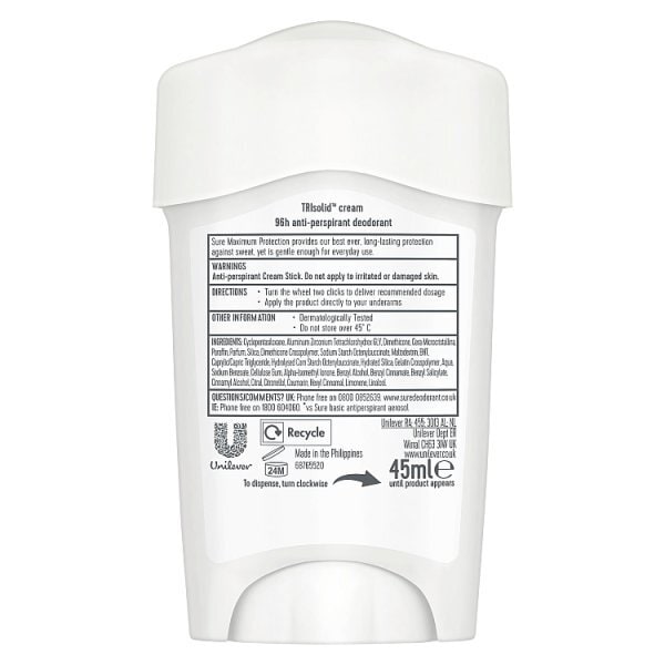 Sure Maximum Protection Clean Scent Anti-Perspirant Cream 45 ml