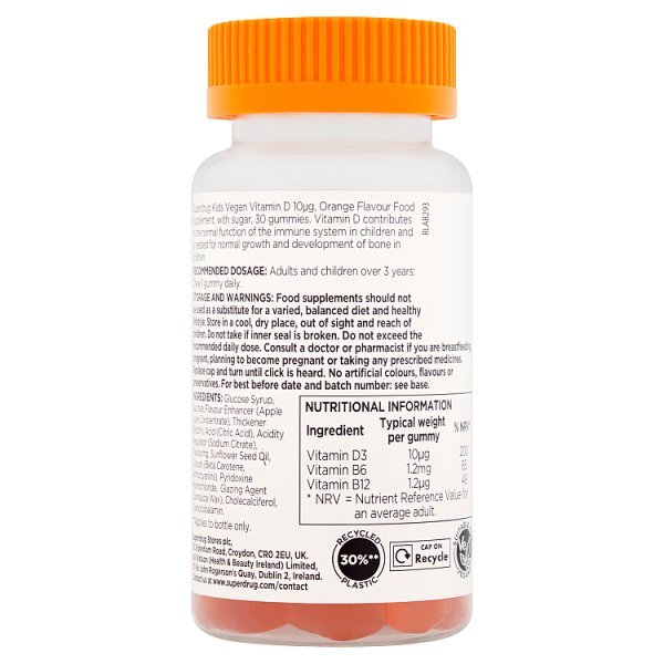 Superdrug Vegan Kids Vitamin D 10ug Gummies 30s