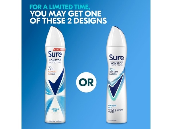 Sure Antiperspirant Deodorant Aerosol Nonstop Cotton 250ml