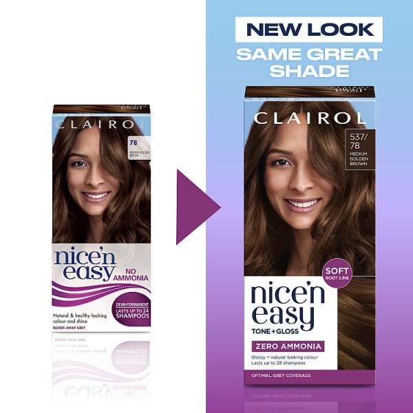 Clairol Nice'n Easy Tone+Gloss Semi-Permanent Hair Dye Med Gold Brown