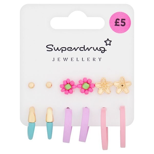 Superdrug Multi Colour Daisy Earrings 6pk