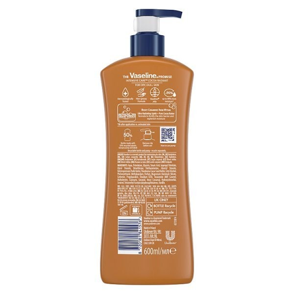 Vaseline Cocoa Radiant Body Lotion with Pump 600ml