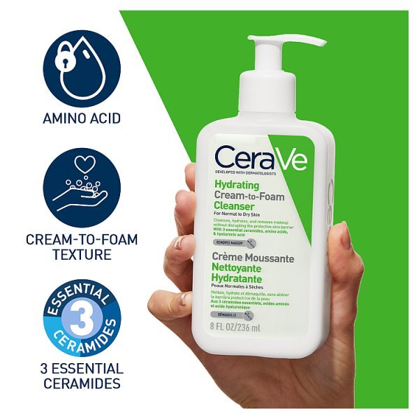CeraVe Cream to Foam Cleanser with Hyaluronic Acid for Dry Skin 236ml