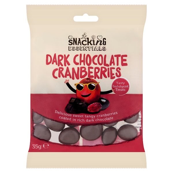 Snacking Essentials Dark Chocolate Cranberries 35g