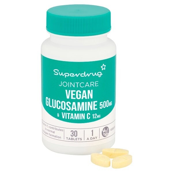 Superdrug Vegan Glucosamine 500mg with Vitamin C 30 Tablets