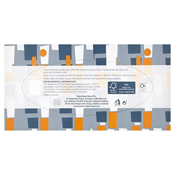 Superdrug Mansize Tissues 3 Ply 55 Sheets