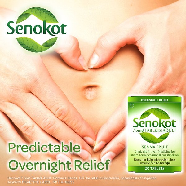 Senokot 7.5mg Tablets Adult Senna Laxative Constipation 20s