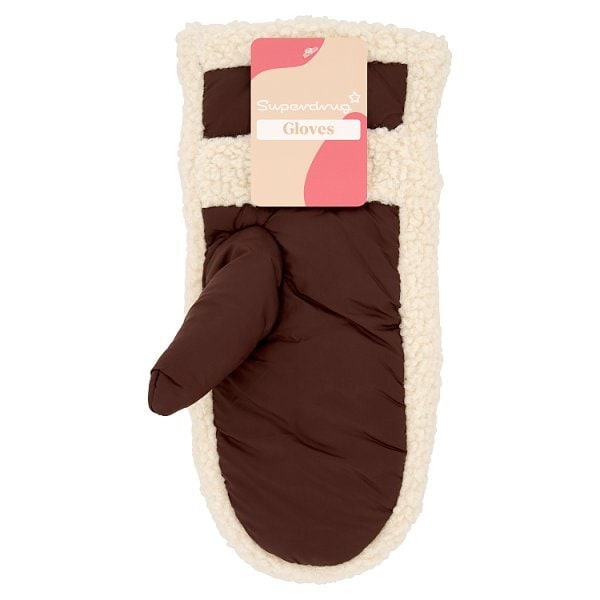 Superdrug Chocolate Gloves with Teddy Trim