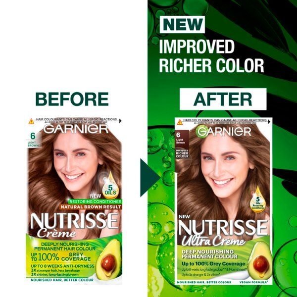 Garnier Nutrisse Permanent Hair Dye Light Brown 6