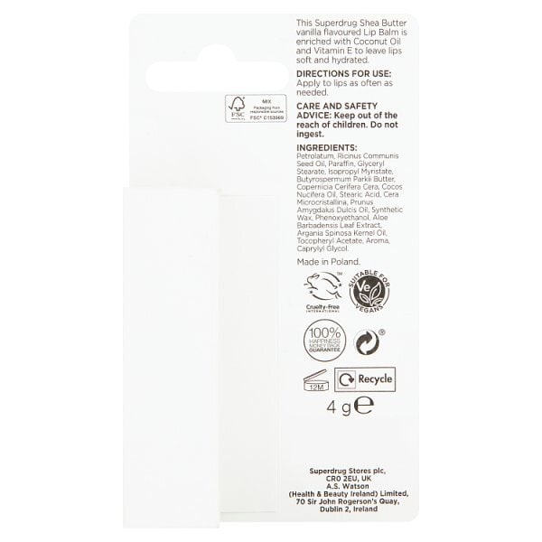 Superdrug Shea Butter Lip Balm 4g