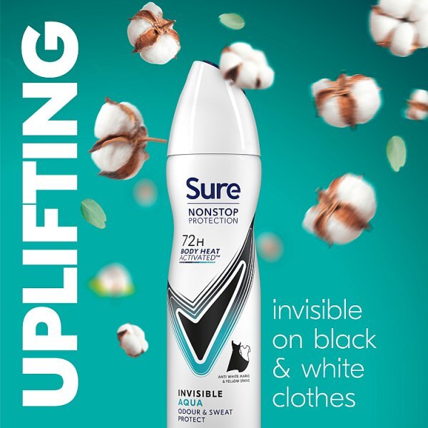 Sure Antiperspirant Deo Aerosol Nonstop Invis Aqua 150ml