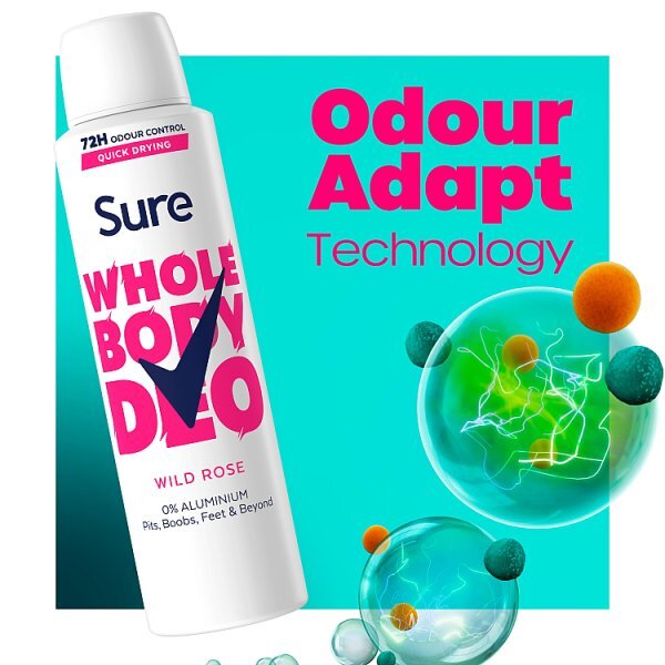 Sure Women Wild Rose 72hr Whole Body Deodorant Spray 150ml