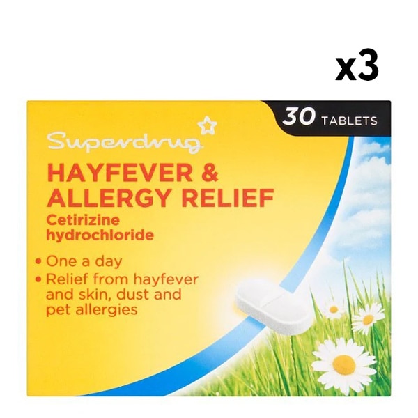 Superdrug one a day Cetrizine Hayfever Tablets Bundle x3