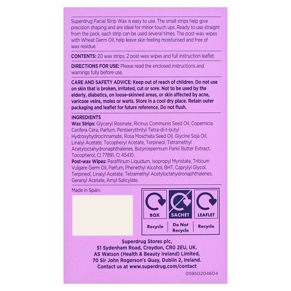 Superdrug Sensitive Facial Wax Strips x20