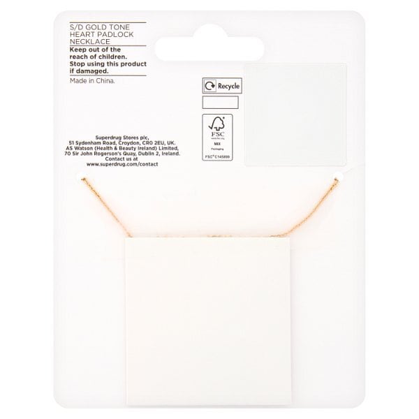 Superdrug Gold Tone Heart Locket Necklace