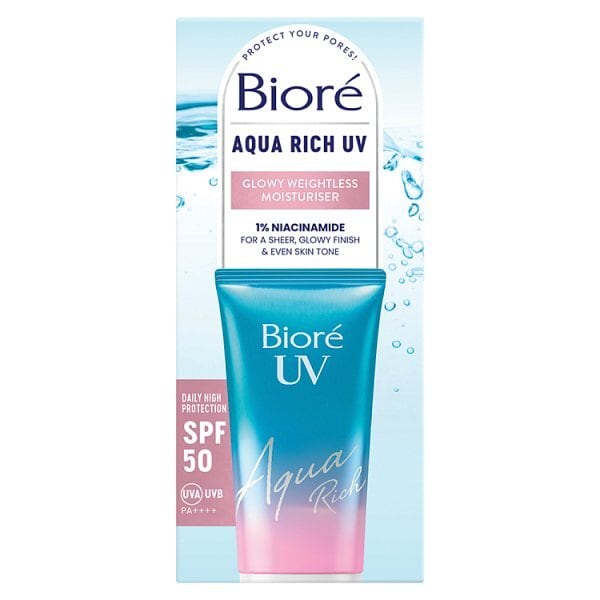Biore Aqua Rich UV Glowy Weightless Moisturiser SPF50 50ml