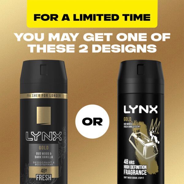 Lynx Deodorant Bodyspray Aerosol Gold 150ml