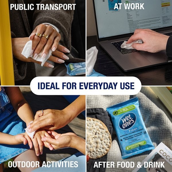 Wet Ones Antibacterial Biodegradable Hand Wipes x12