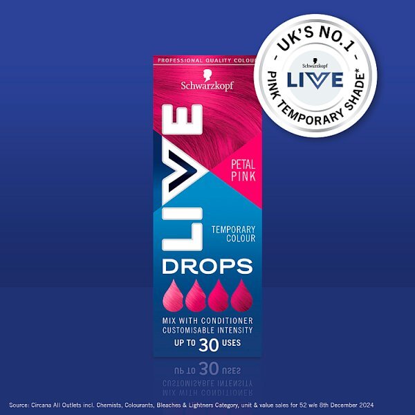 LIVE Drops Semi-Permanent Petal Pink Hair Dye 30ml